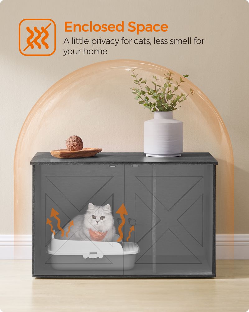 Cat Litter Box Enclosure – Removable Divider – Furniture Cabinet