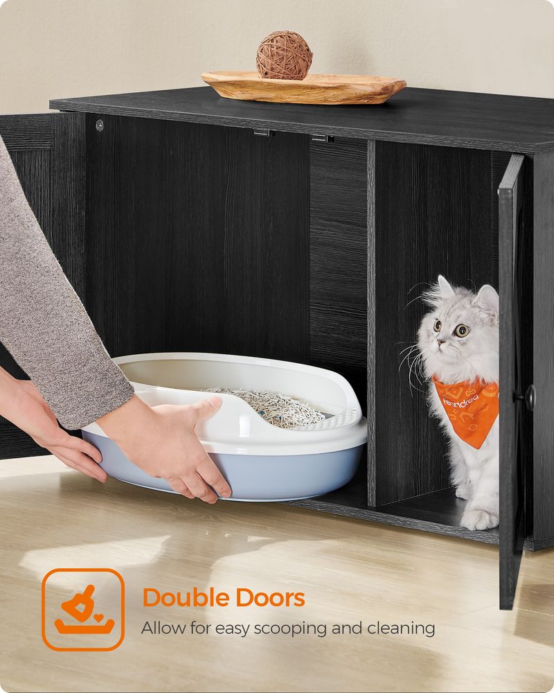 Cat Litter Box Enclosure – Removable Divider – Furniture Cabinet