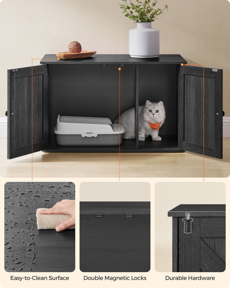 Cat Litter Box Enclosure – Removable Divider – Furniture Cabinet