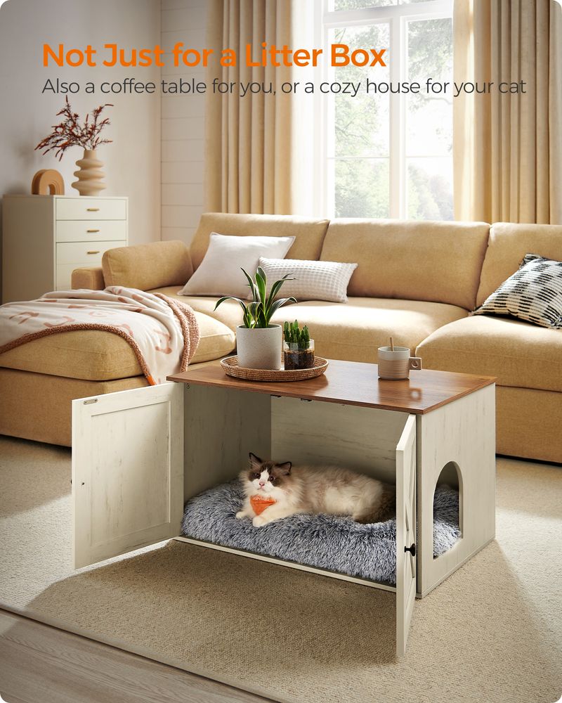 Cat Litter Box Enclosure – Removable Divider – Furniture Cabinet