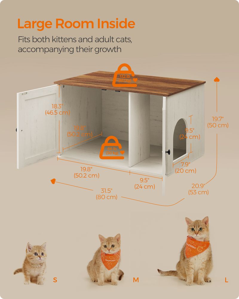 Cat Litter Box Enclosure – Removable Divider – Furniture Cabinet