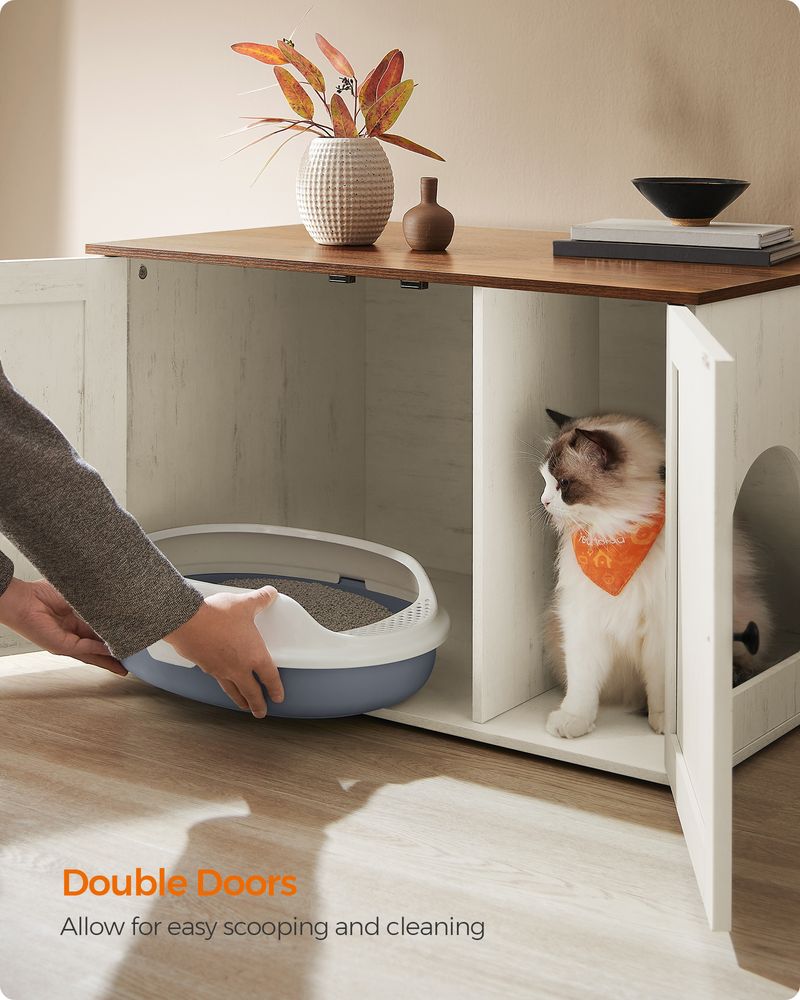 Cat Litter Box Enclosure – Removable Divider – Furniture Cabinet