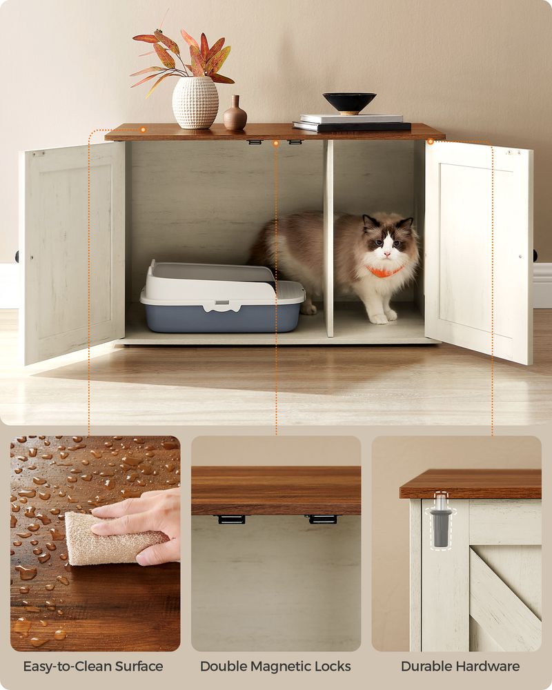 Cat Litter Box Enclosure – Removable Divider – Furniture Cabinet