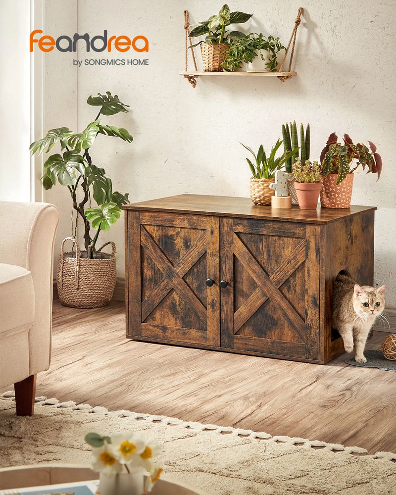 Cat Litter Box Enclosure – Removable Divider – Furniture Cabinet