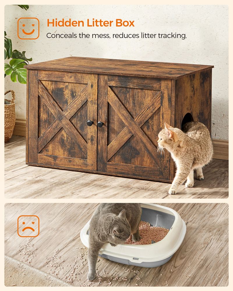 Cat Litter Box Enclosure – Removable Divider – Furniture Cabinet