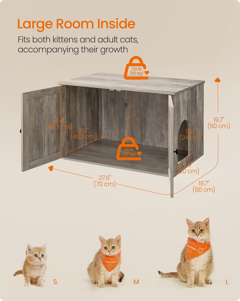 Cat Litter Box Enclosure – Removable Divider – Furniture Cabinet