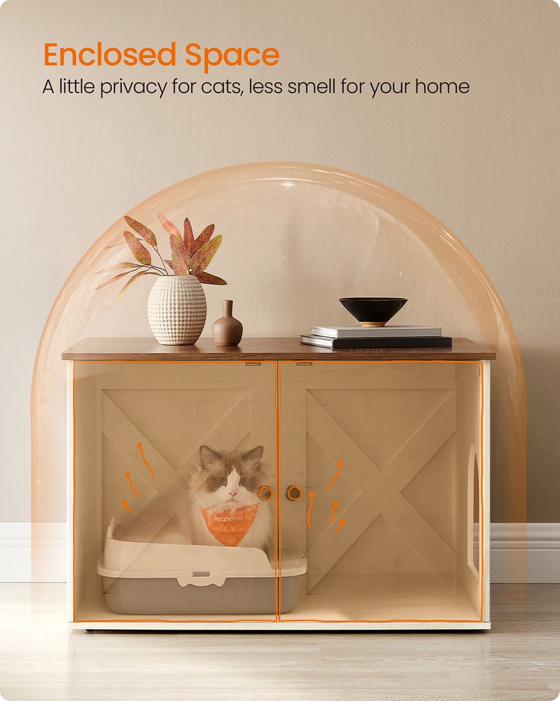 Cat Litter Box Enclosure – Removable Divider – Furniture Cabinet