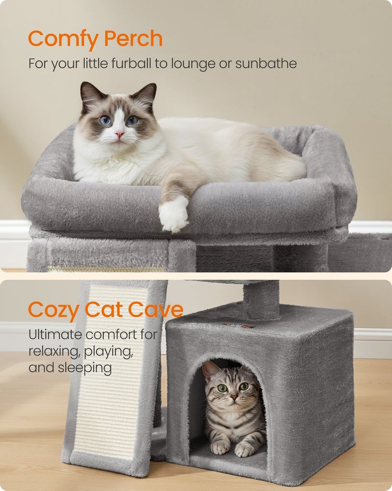 Cat Tree Condo With Ramp Small Cat Tower With Scratching Board