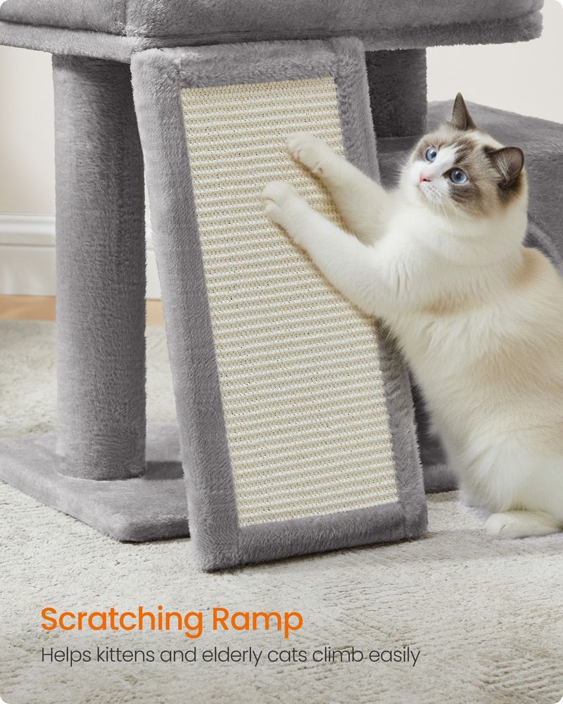 Cat Tree Condo With Ramp Small Cat Tower With Scratching Board