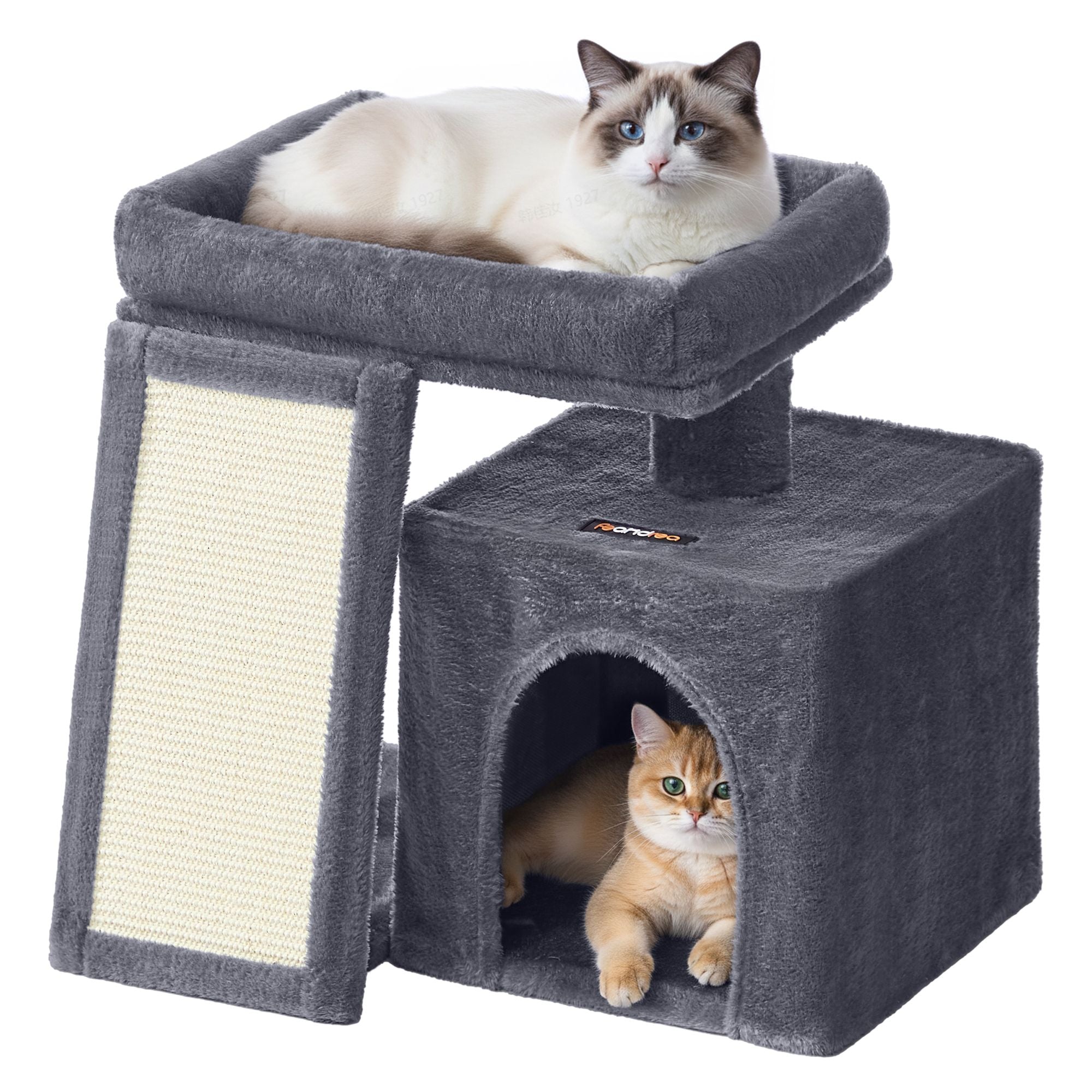 Cat Tree Condo With Ramp Small Cat Tower With Scratching Board
