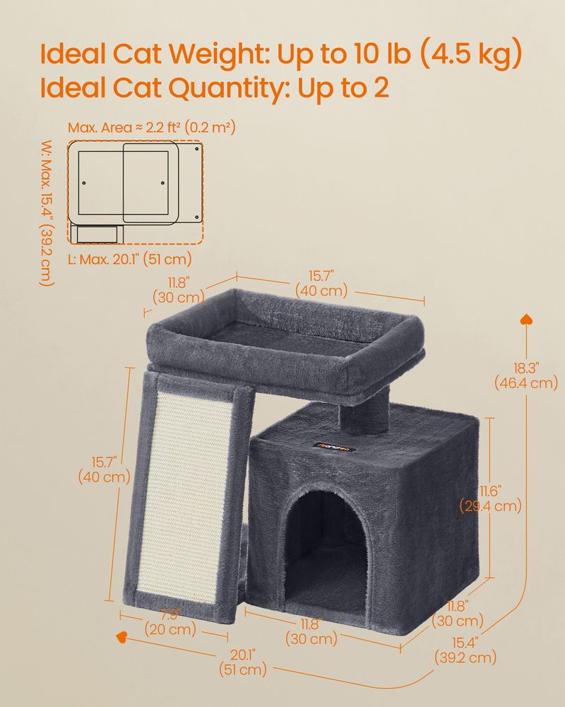 Cat Tree Condo With Ramp Small Cat Tower With Scratching Board