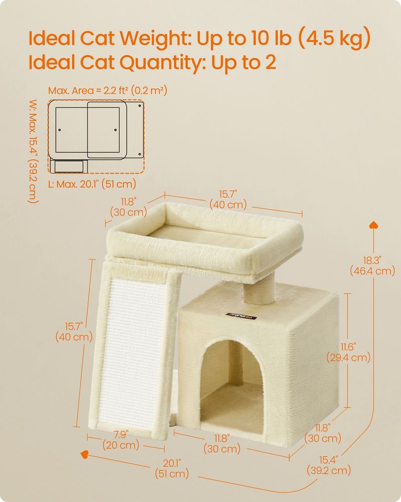 Cat Tree Condo With Ramp Small Cat Tower With Scratching Board