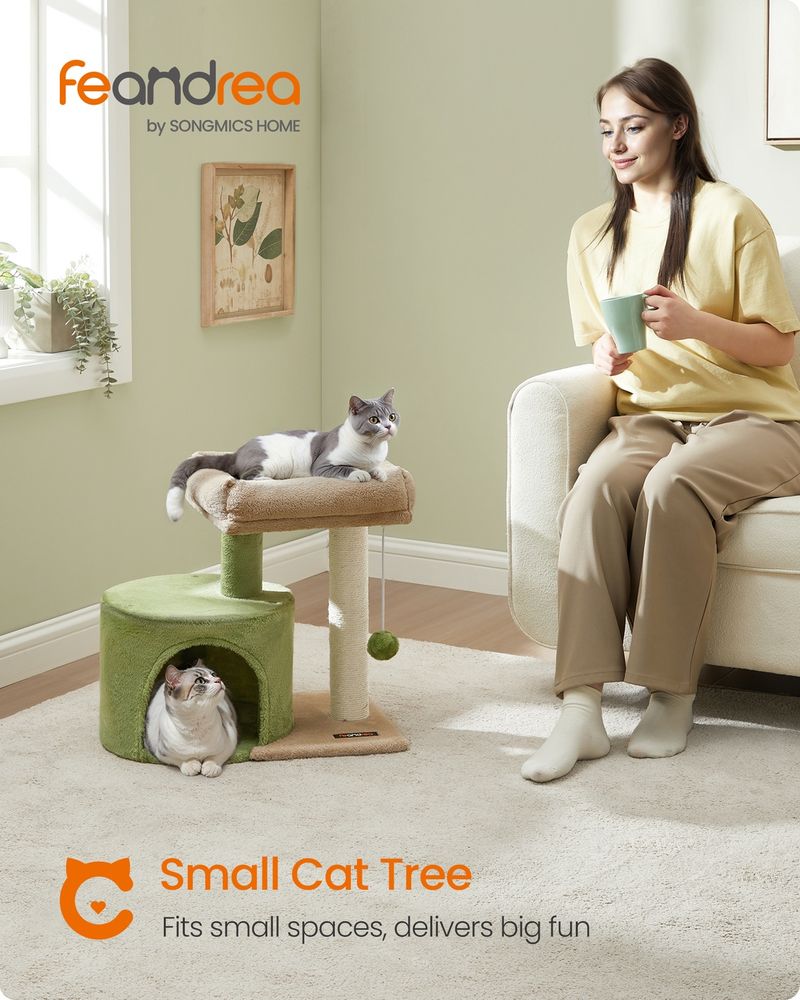 Cat Tower With Sisal Scratching Post Cat Condo With Perch and Cave