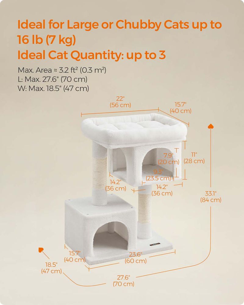 Cat Tower - 26.4 Inch - With 2 Cat Caves