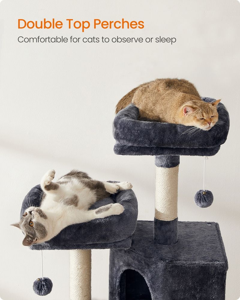 45 Inch Cat Condo With Scratching Post Multi Level Cat Tree