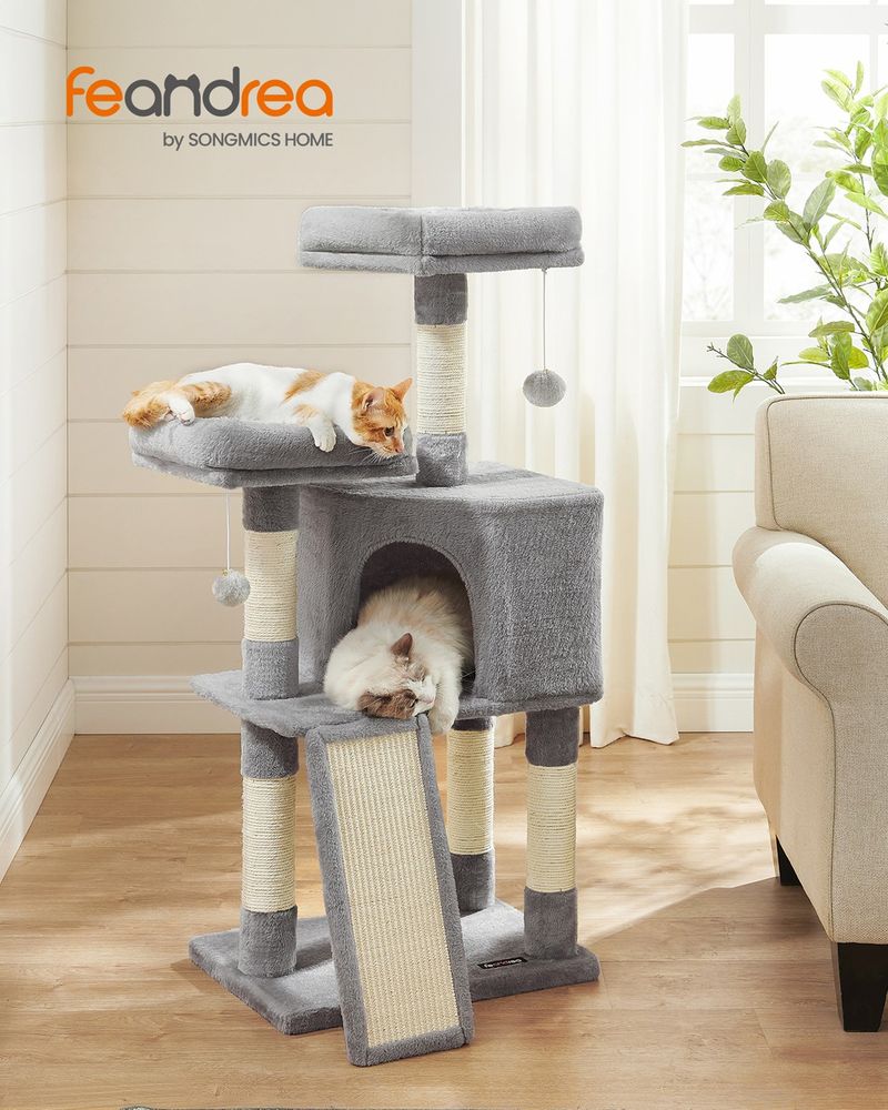 45 Inch Cat Condo With Scratching Post Multi Level Cat Tree