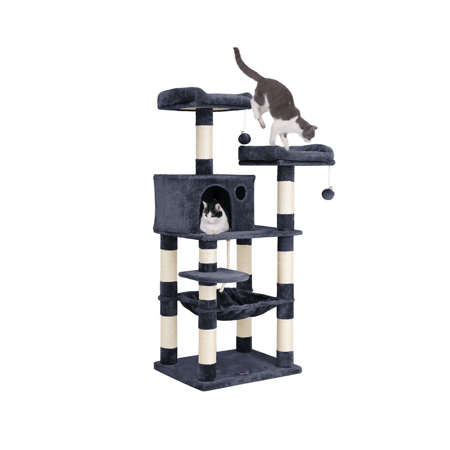 Cat Tree - 56.3 Inch - Scratching Posts Hammock Plush Perch