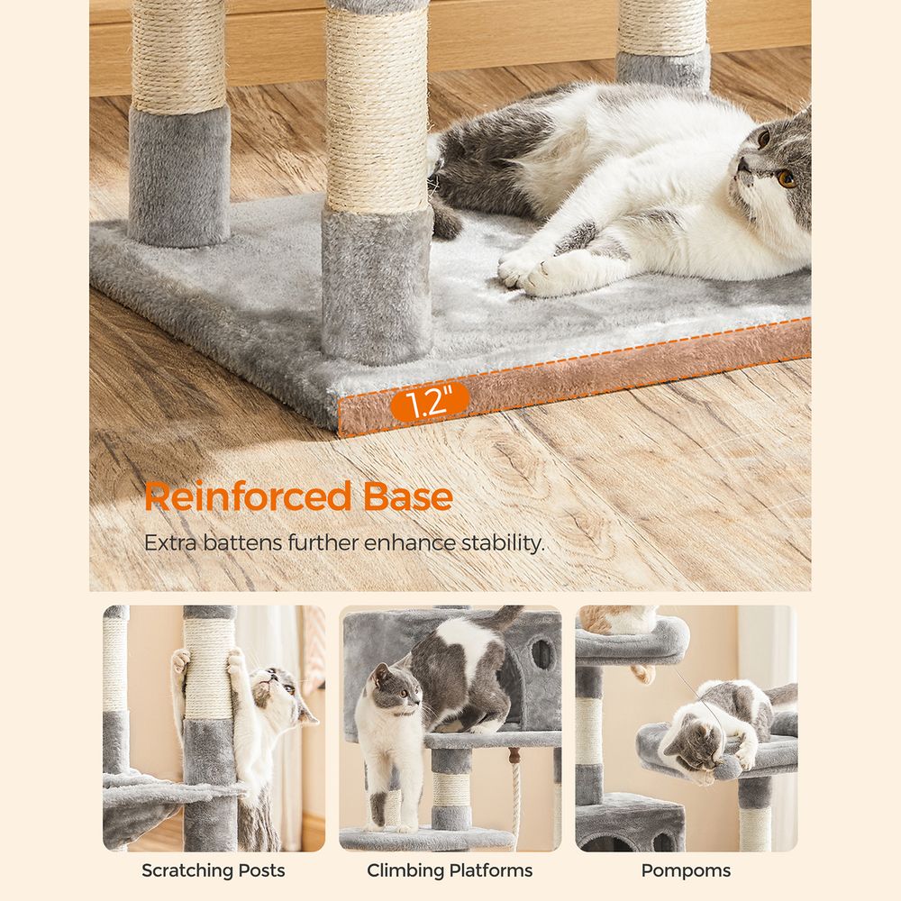 Cat Tree - 56.3 Inch - Scratching Posts Hammock Plush Perch