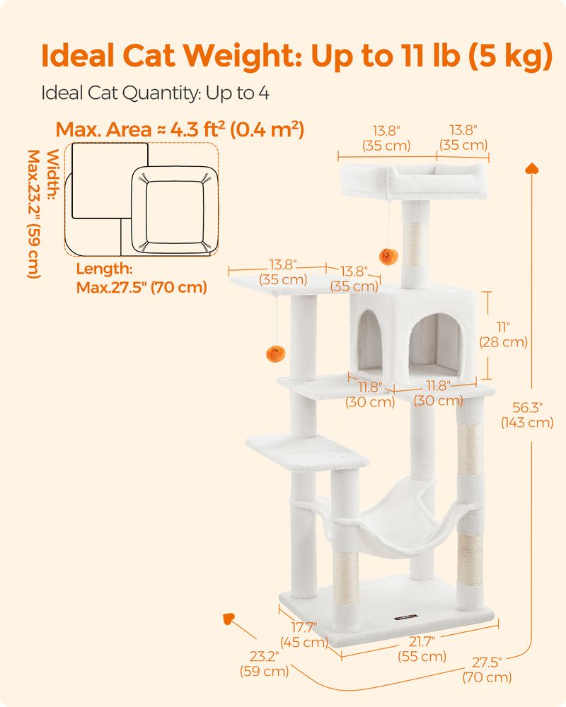 Cat Tower - Indoor Cat Tree - Scratching Posts Perches Hammock