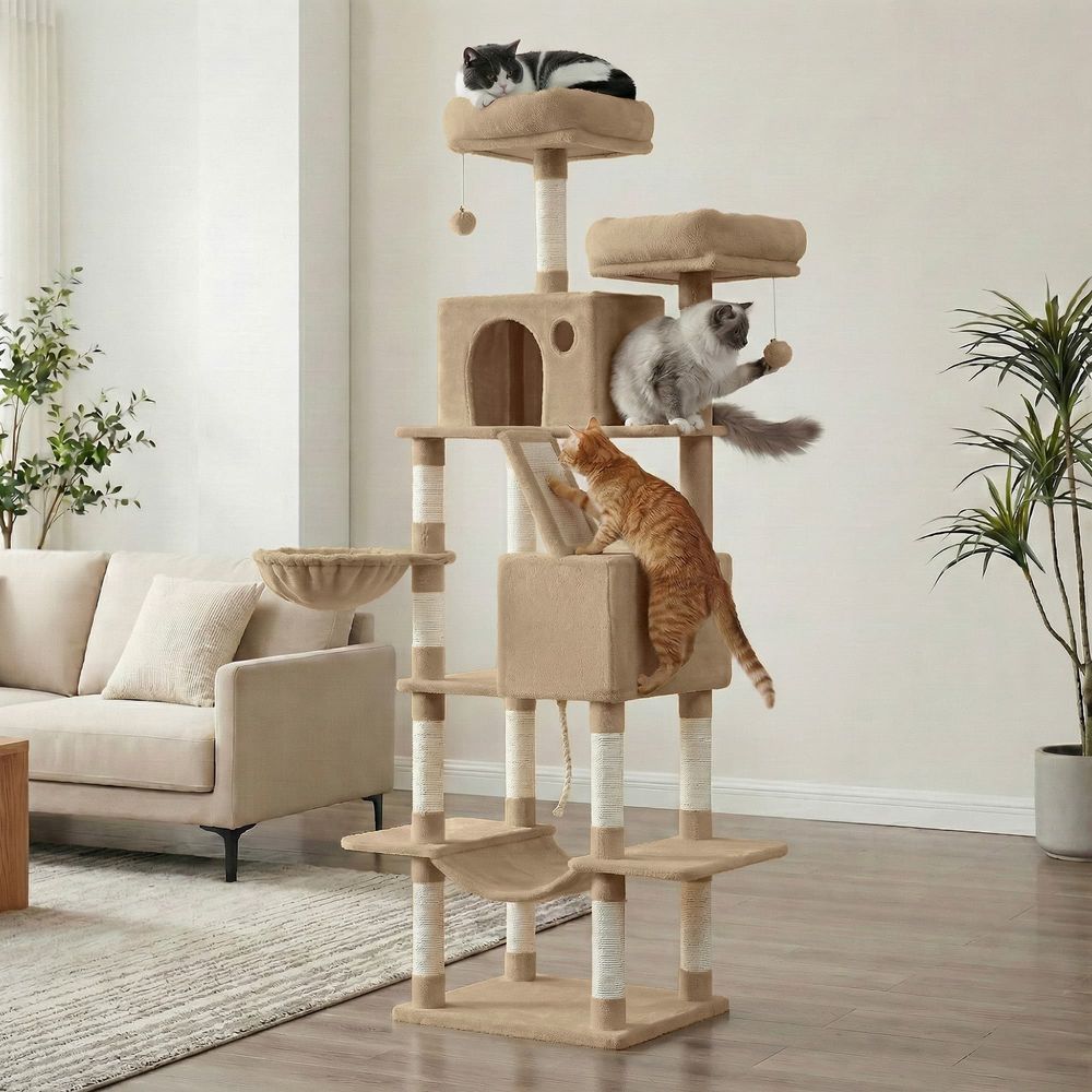 81 Inch Cat Tree With Scratching Posts Hammock Perches Multi Level Tower