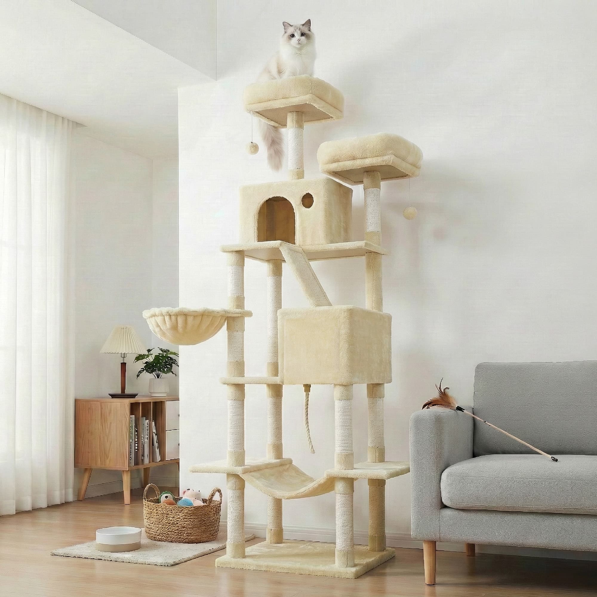 81 Inch Cat Tree With Scratching Posts Hammock Perches Multi Level Tower