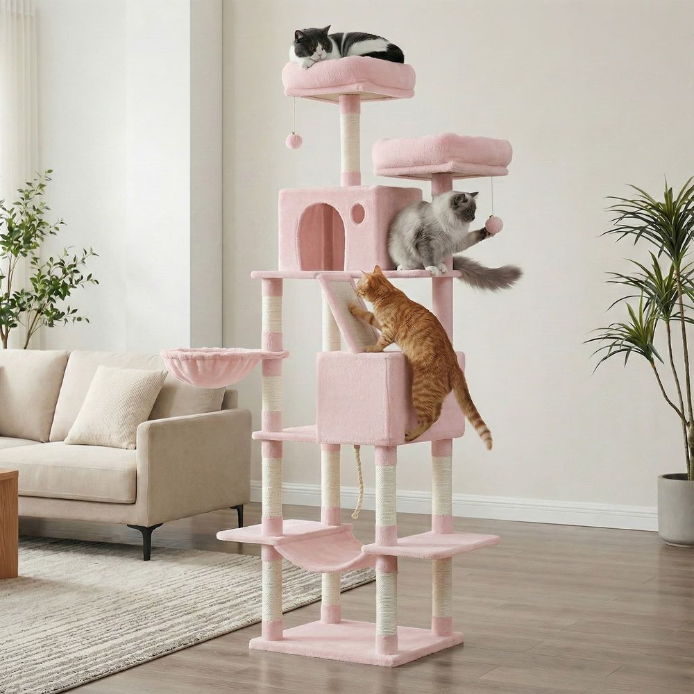 81 Inch Cat Tree With Scratching Posts Hammock Perches Multi Level Tower