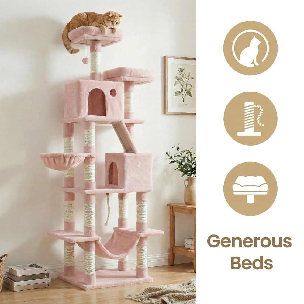 81 Inch Cat Tree With Scratching Posts Hammock Perches Multi Level Tower