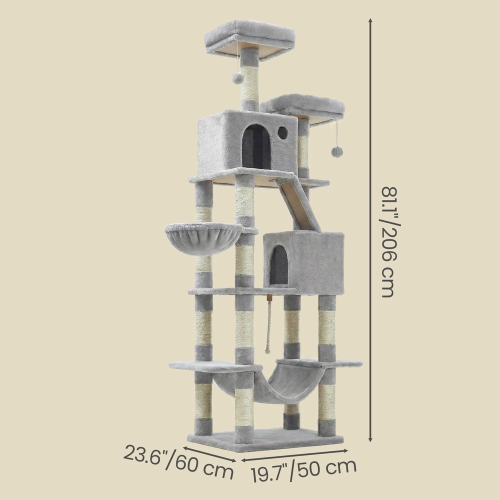 81 Inch Cat Tree With Scratching Posts Hammock Perches Multi Level Tower