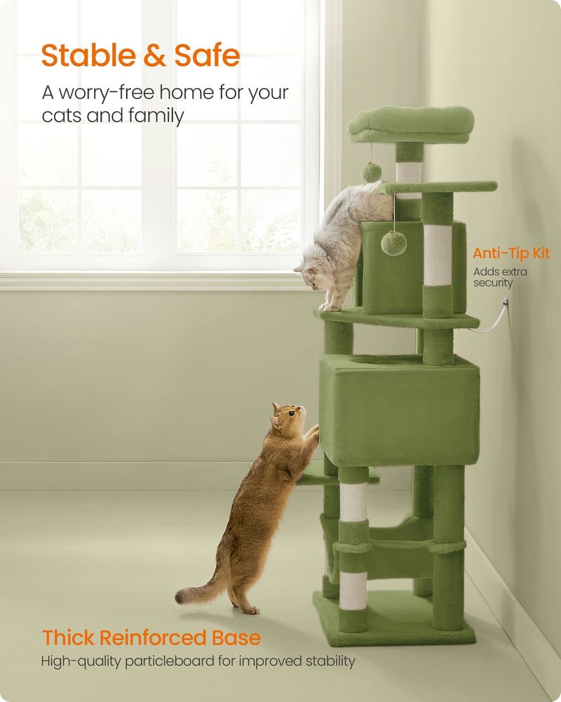 61 Inch Cat Tree With Scratching Posts Multi Level Cat Tower With Caves