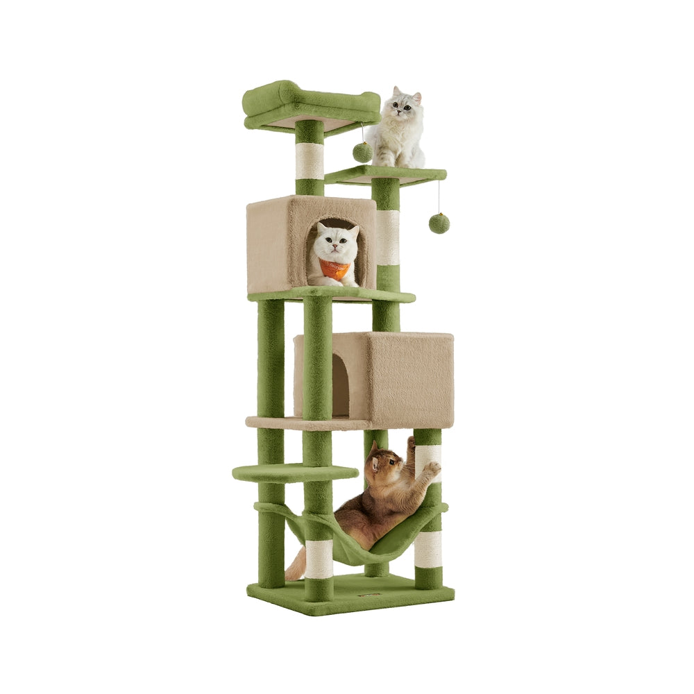61 Inch Cat Tree With Scratching Posts Multi Level Cat Tower With Caves