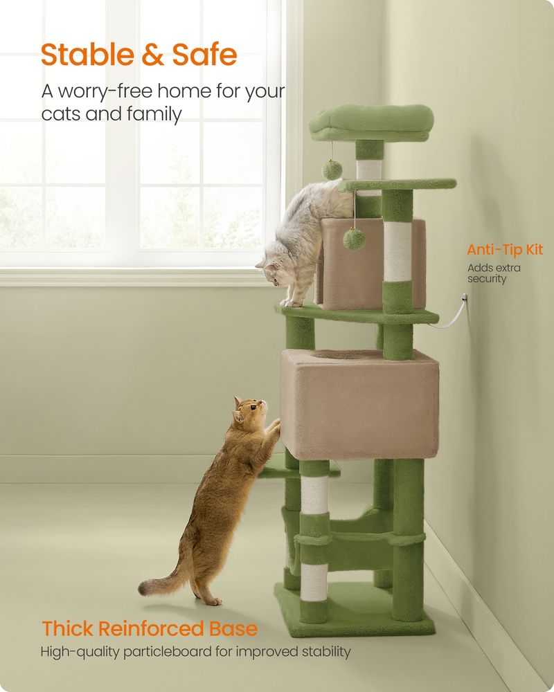 61 Inch Cat Tree With Scratching Posts Multi Level Cat Tower With Caves