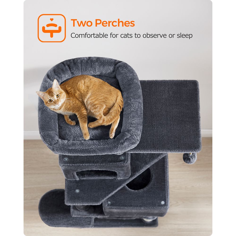61 Inch Cat Tree With Scratching Posts Multi Level Cat Tower With Caves
