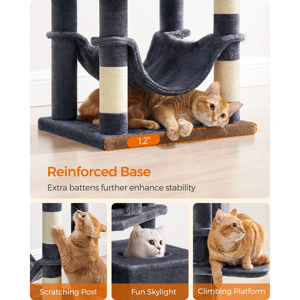 61 Inch Cat Tree With Scratching Posts Multi Level Cat Tower With Caves