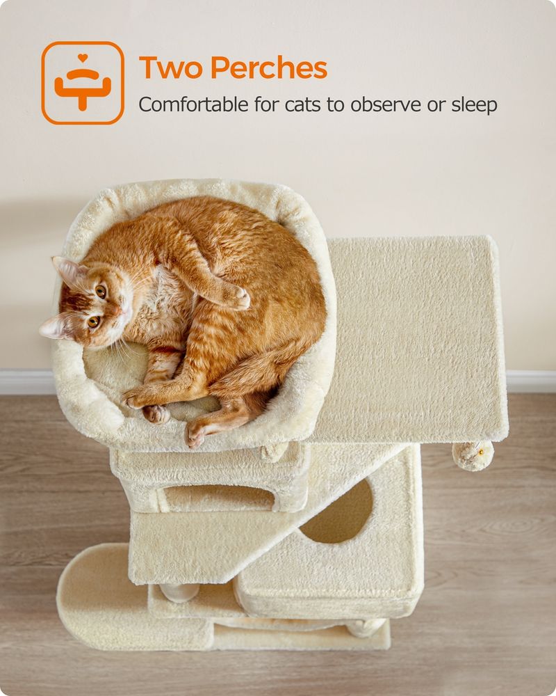 61 Inch Cat Tree With Scratching Posts Multi Level Cat Tower With Caves