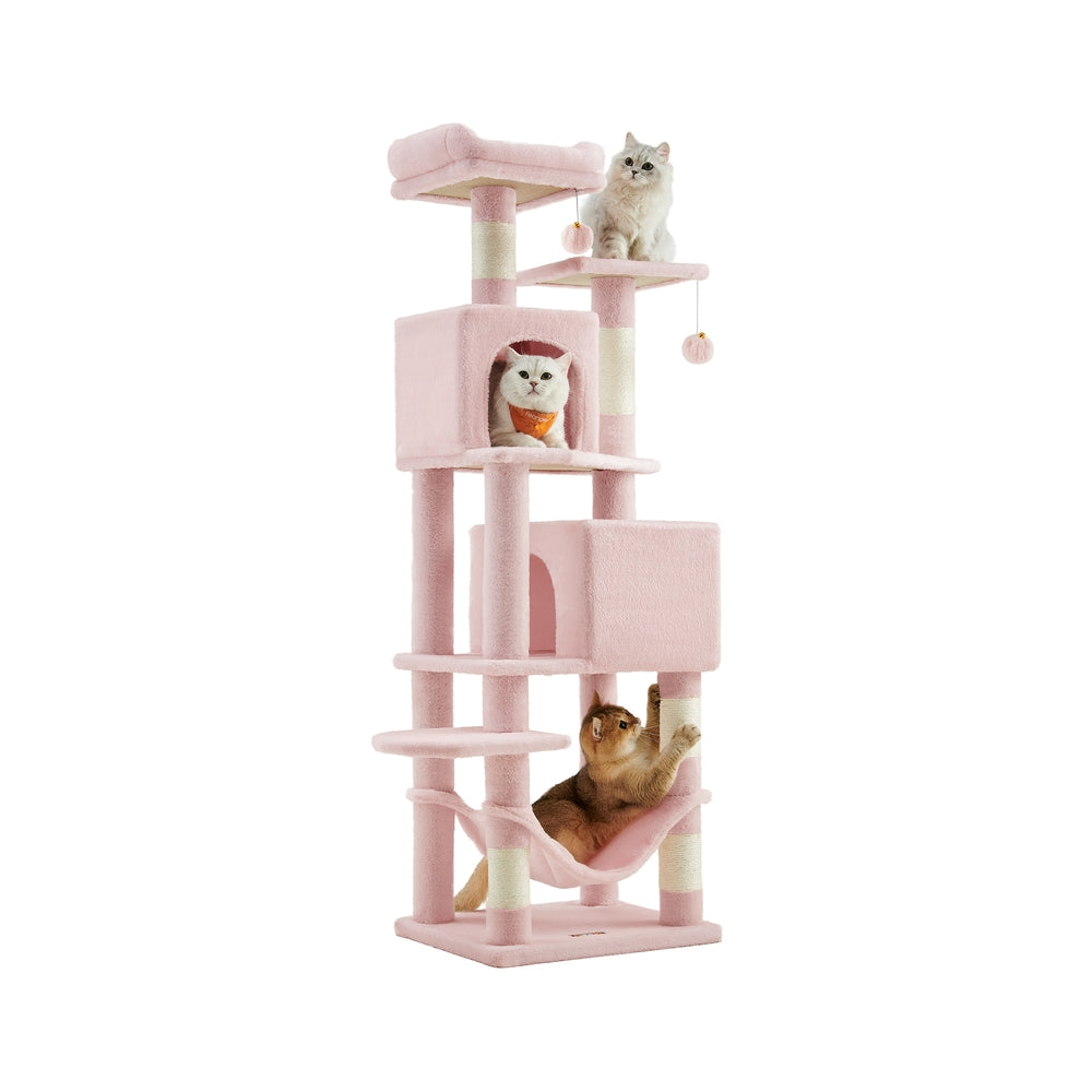 61 Inch Cat Tree With Scratching Posts Multi Level Cat Tower With Caves