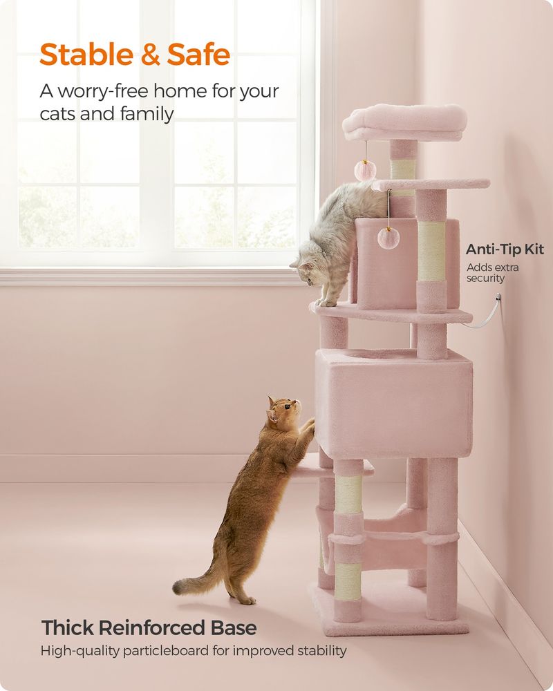 61 Inch Cat Tree With Scratching Posts Multi Level Cat Tower With Caves