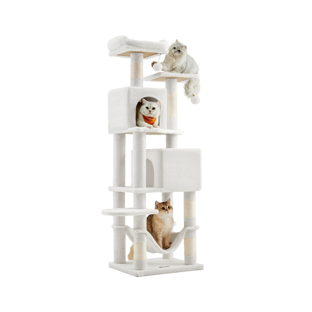 61 Inch Cat Tree With Scratching Posts Multi Level Cat Tower With Caves