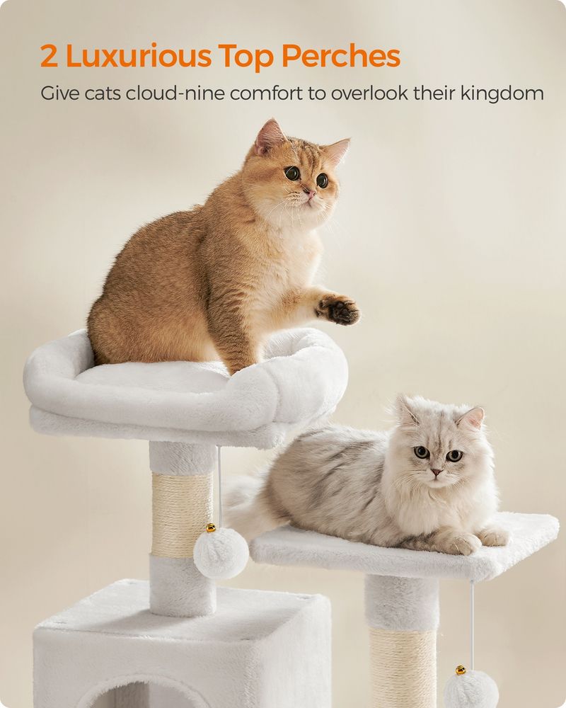 61 Inch Cat Tree With Scratching Posts Multi Level Cat Tower With Caves