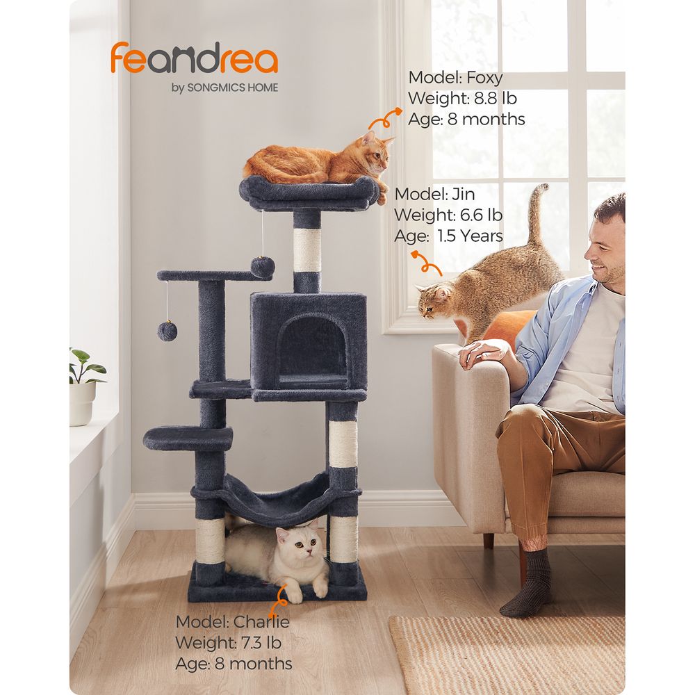 Cat Tower - Indoor Cat Tree - Scratching Posts Perches Hammock