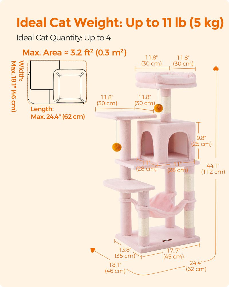 Cat Tower - Indoor Cat Tree - Scratching Posts Perches Hammock