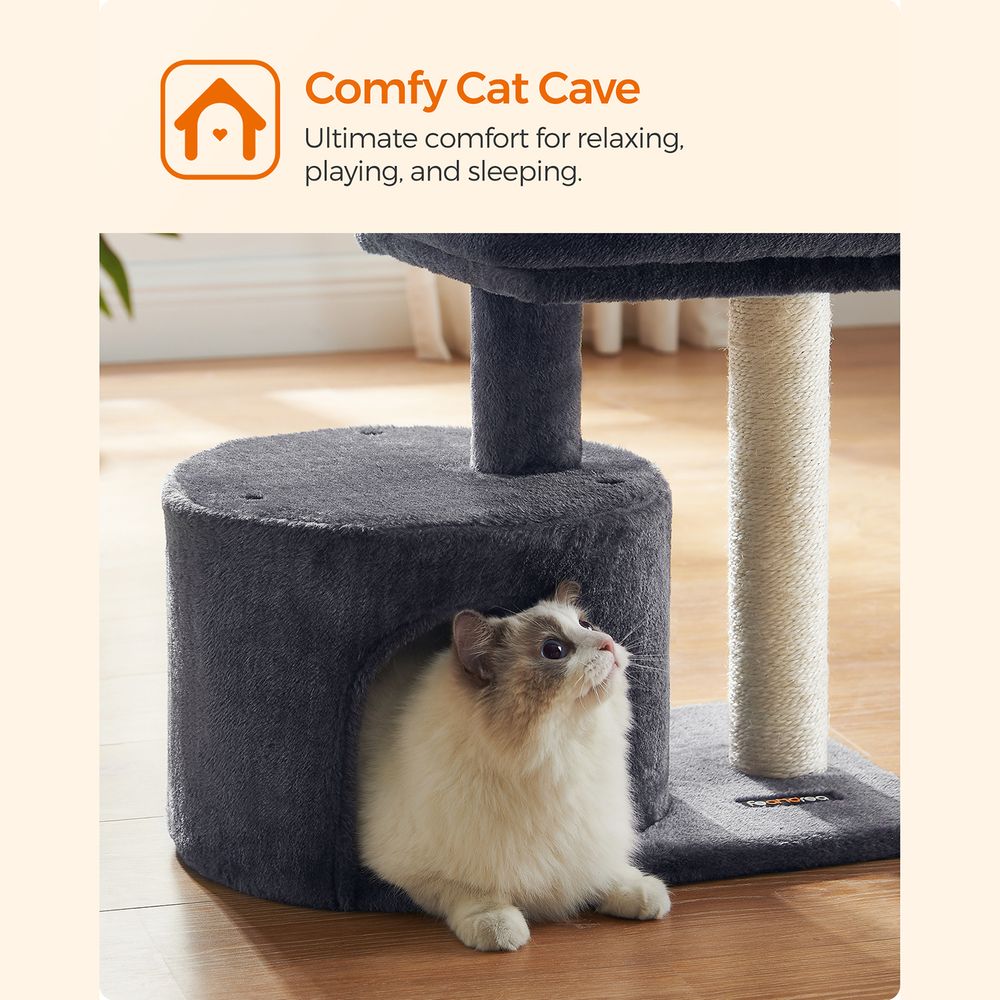 Cat Tower With Sisal Scratching Post Cat Condo With Perch and Cave