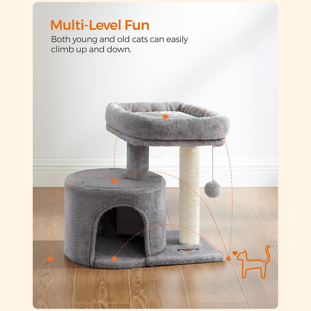 Cat Tower With Sisal Scratching Post Cat Condo With Perch and Cave