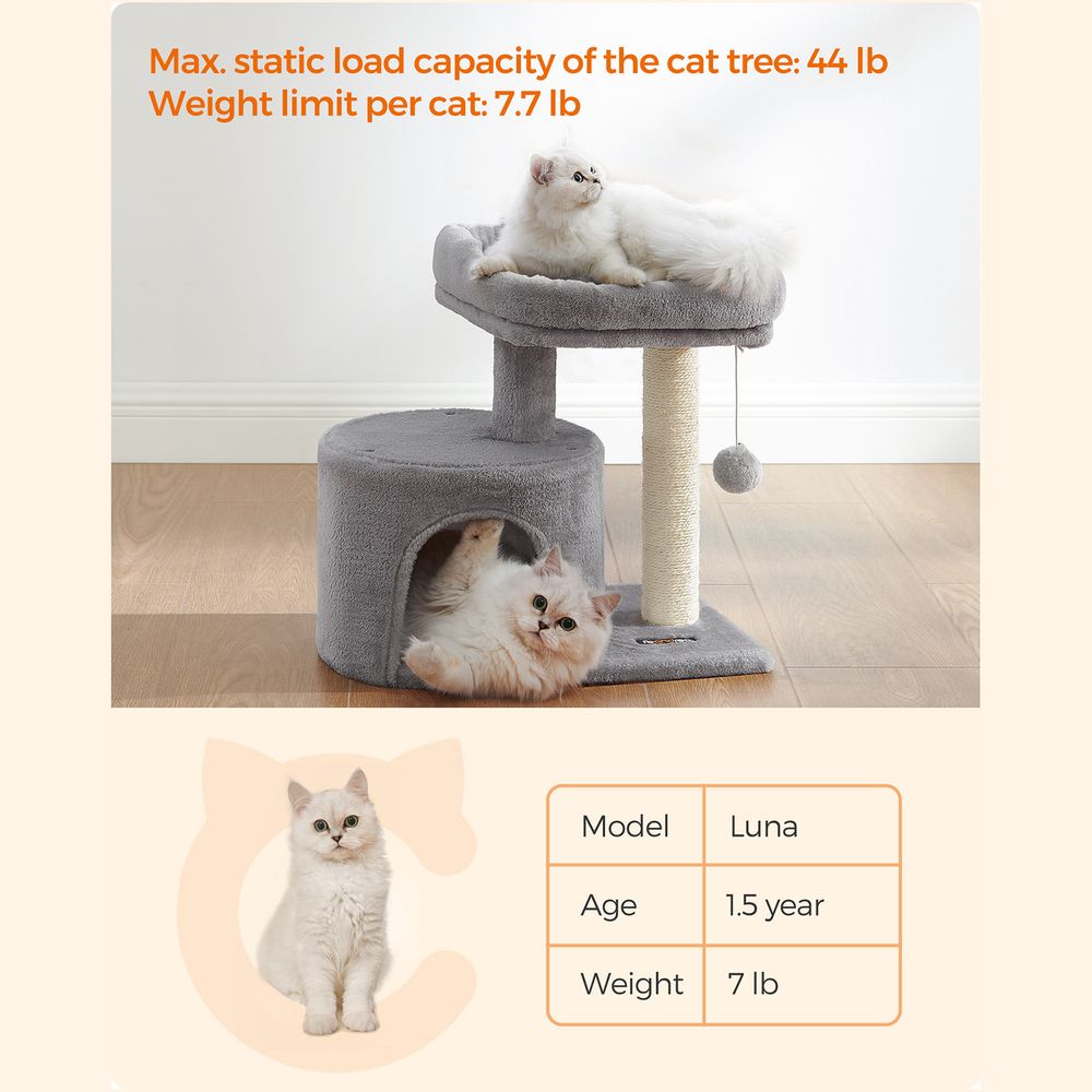 Cat Tower With Sisal Scratching Post Cat Condo With Perch and Cave