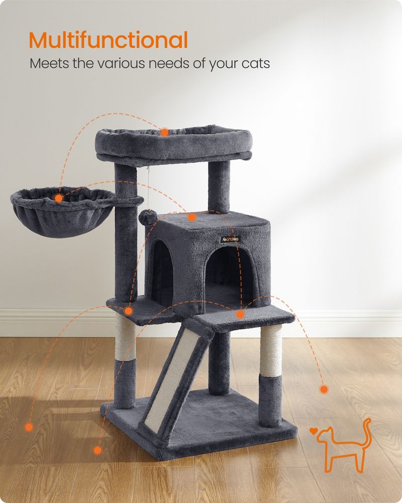 Small Cat Tower With Large Perch Scratching Ramp Cat Condo