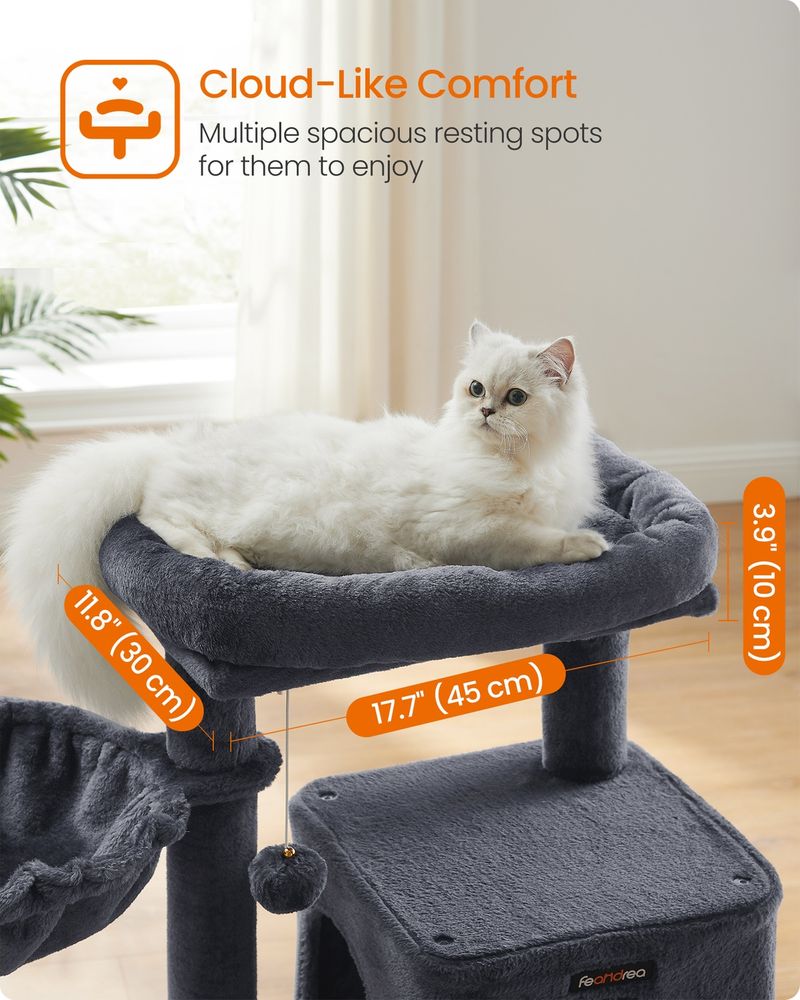 Small Cat Tower With Large Perch Scratching Ramp Cat Condo