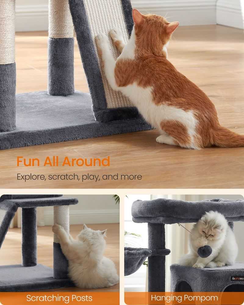 Small Cat Tower With Large Perch Scratching Ramp Cat Condo