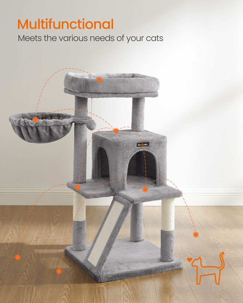 Small Cat Tower With Large Perch Scratching Ramp Cat Condo