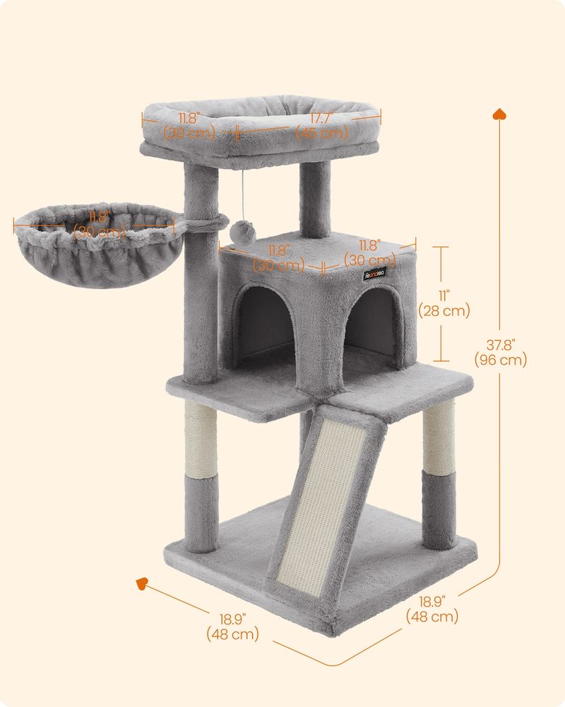Small Cat Tower With Large Perch Scratching Ramp Cat Condo