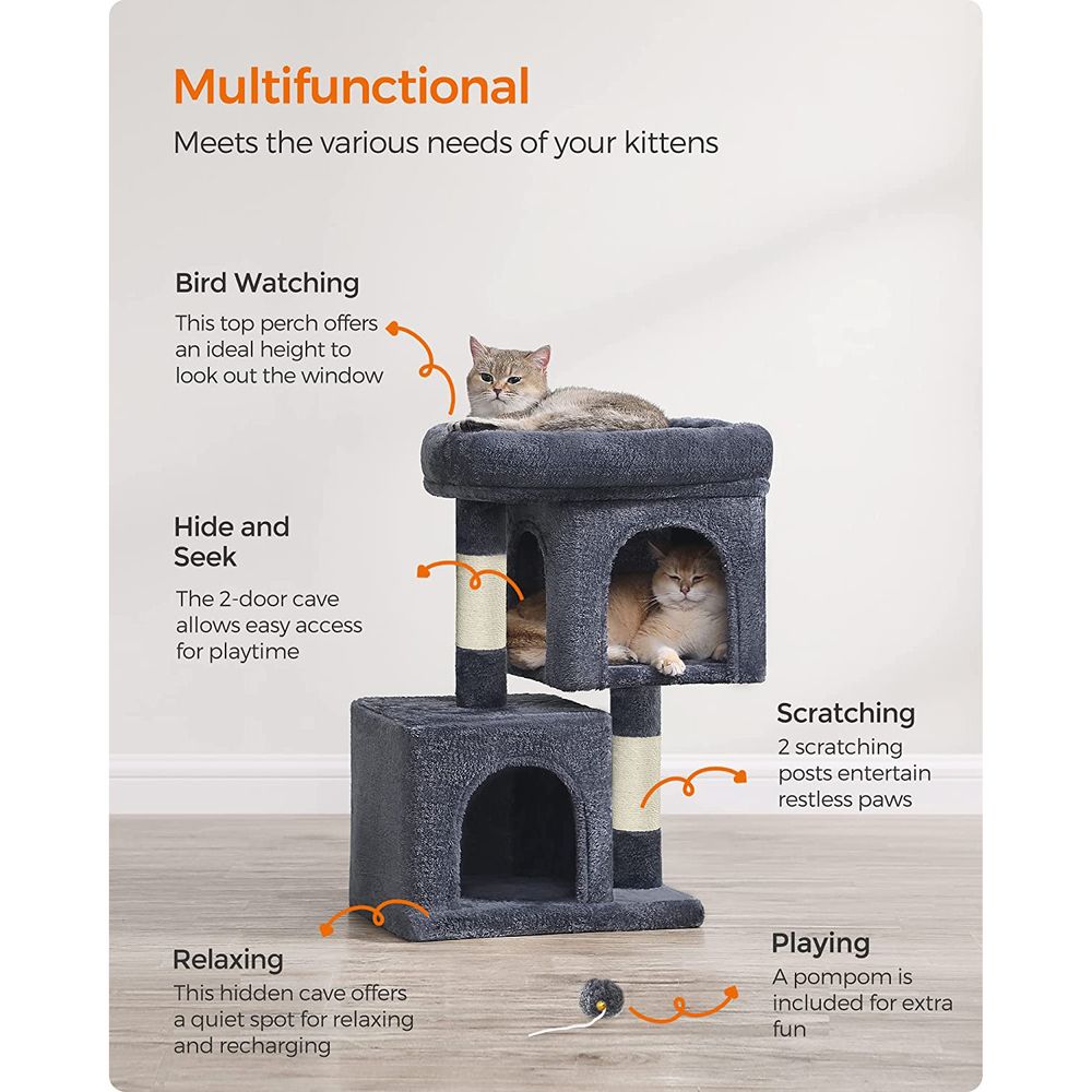 Cat Tower - 26.4 Inch - With 2 Cat Caves