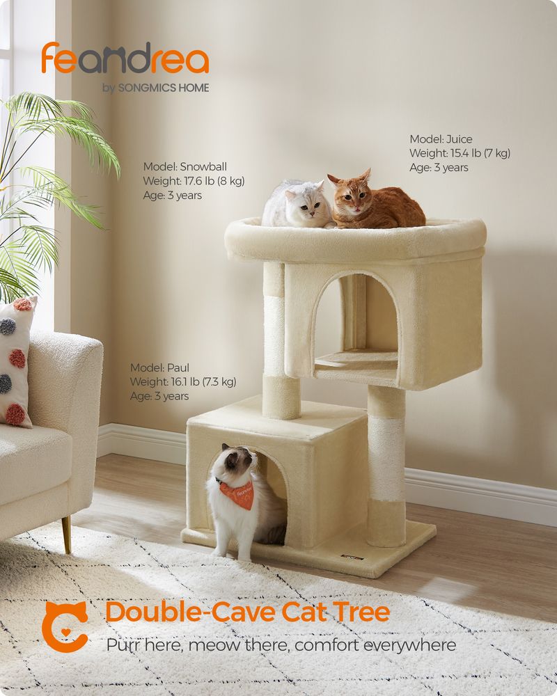Cat Tower - 26.4 Inch - With 2 Cat Caves
